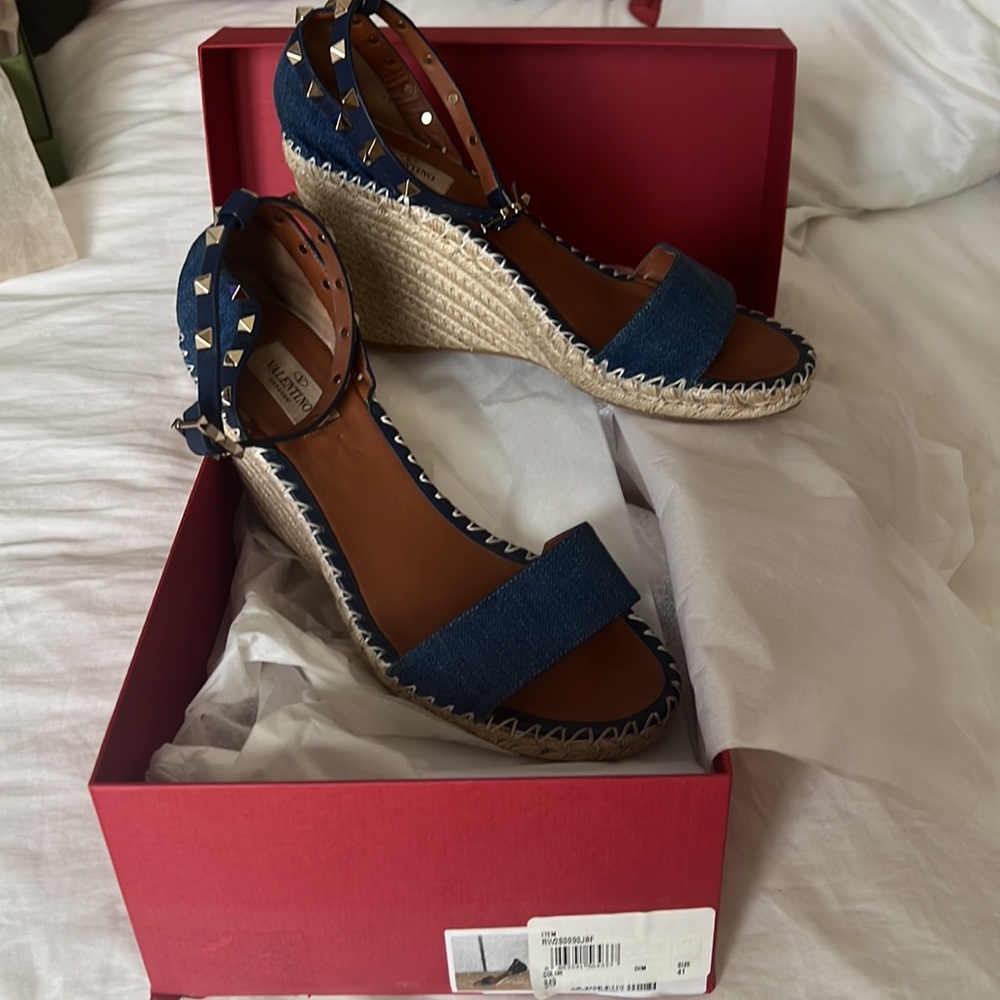 Valentino rock stud denim espadrilles